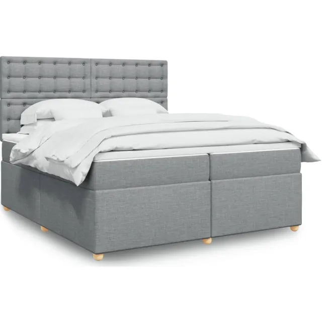 vidaXL Boxspring met matras stof lichtgrijs 200x200 cm grijs