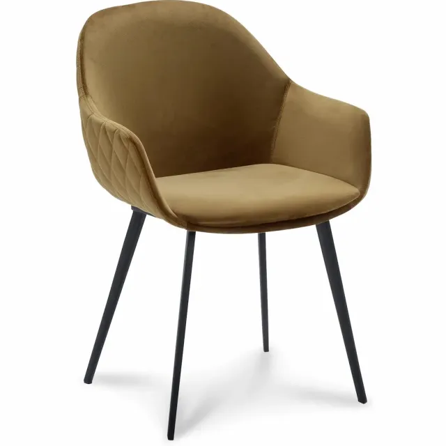 Icon Living Armstoel Cailey - Velours Goud - Poot Zwart
