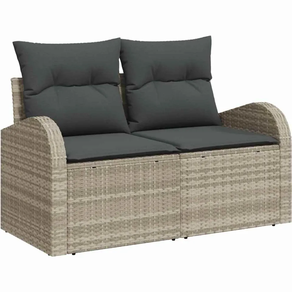 vidaXL Tuin Sofa Set 3 st Lichtgrijs Poly riet