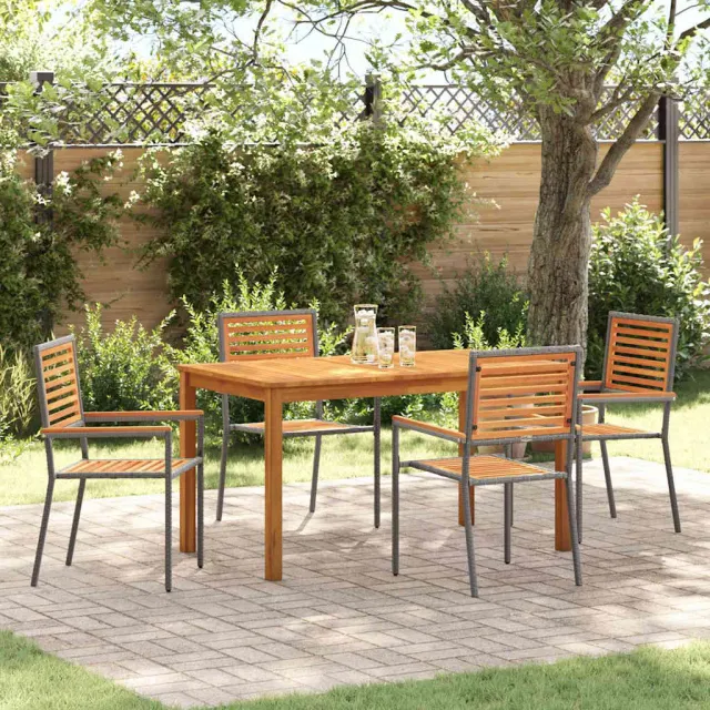 vidaXL Tuin eettafelset 5 st Grijs Massief Acaciahout
