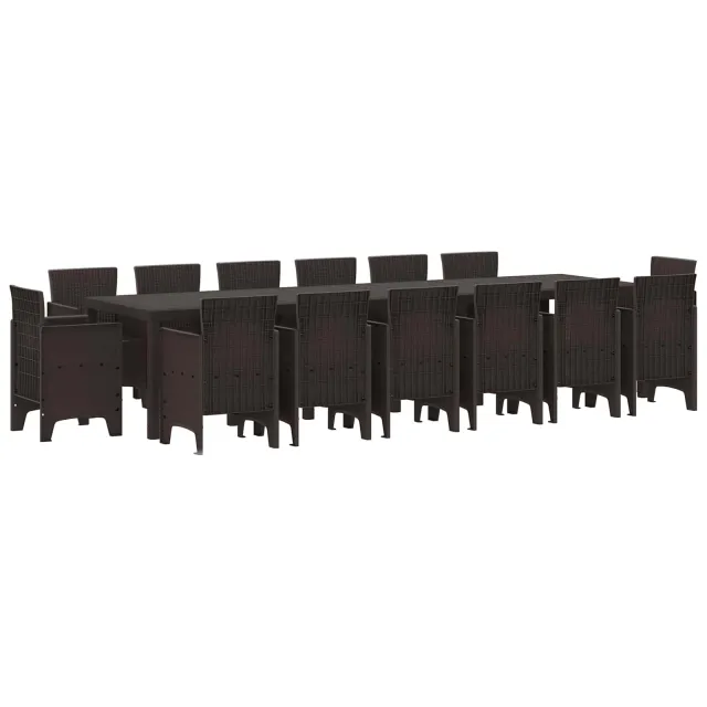 vidaXL Tuin Eetset 15 st Bruin Polt riet