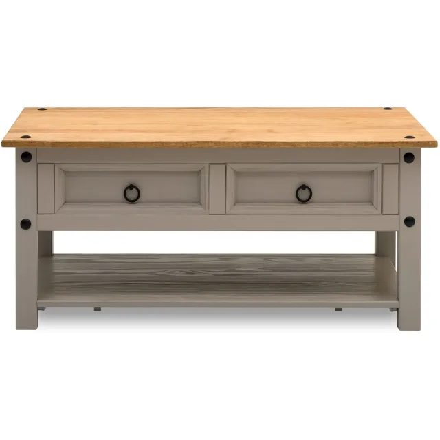 IDIMEX Salontafel RAMON met 2 lades van massief hout – grijs/bruin