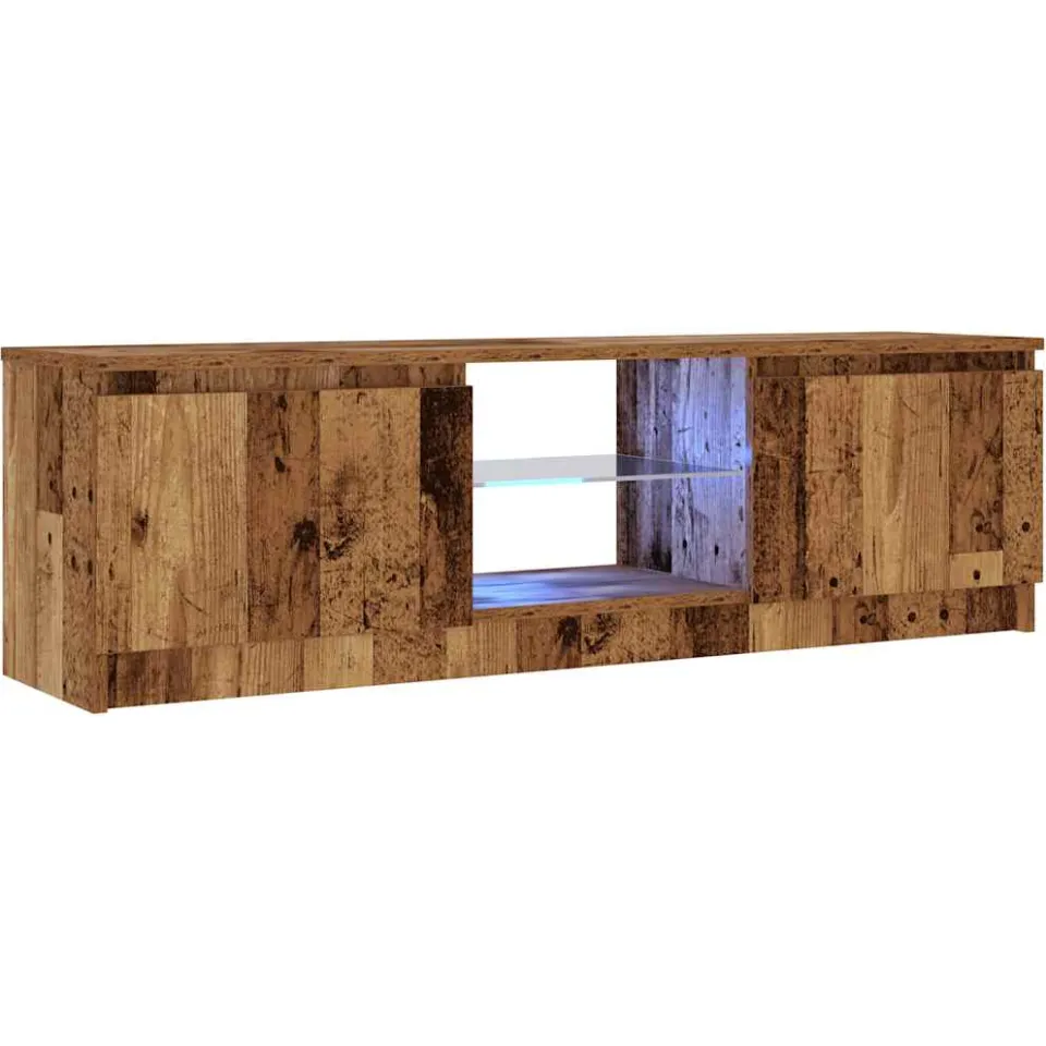 vidaXL Tv-meubel met LED 120x30x36 cm bewerkt hout oud hout Bruin