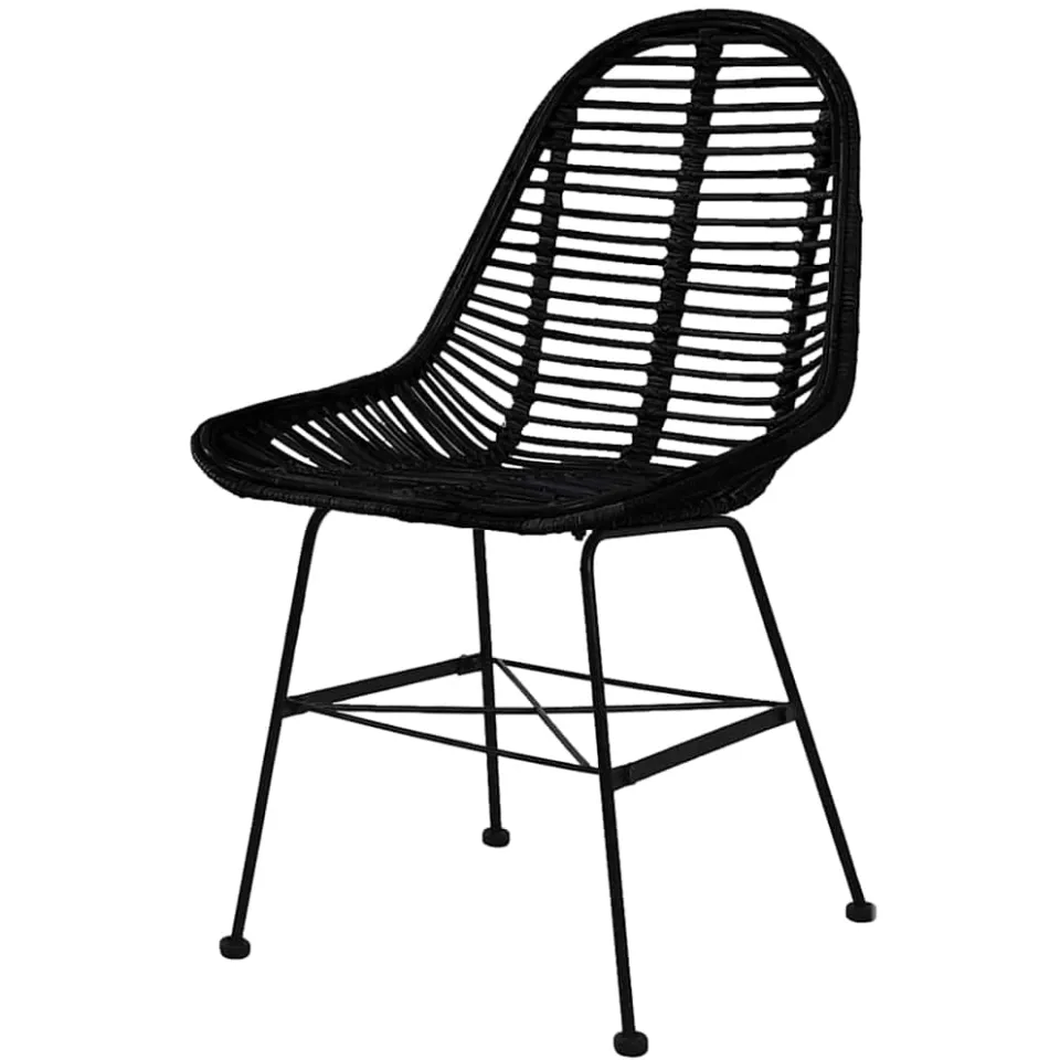 vidaXL Eetkamerstoelen 6 st natuurlijk rattan zwart, foto 2
