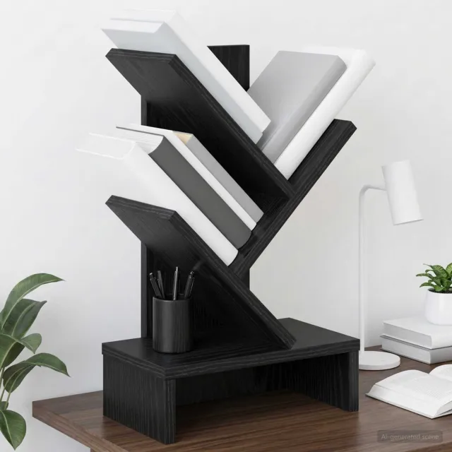 vidaXL Boomvormige boekenplank met 3 planken 30 x 18 x 48 cm zwart, foto 2