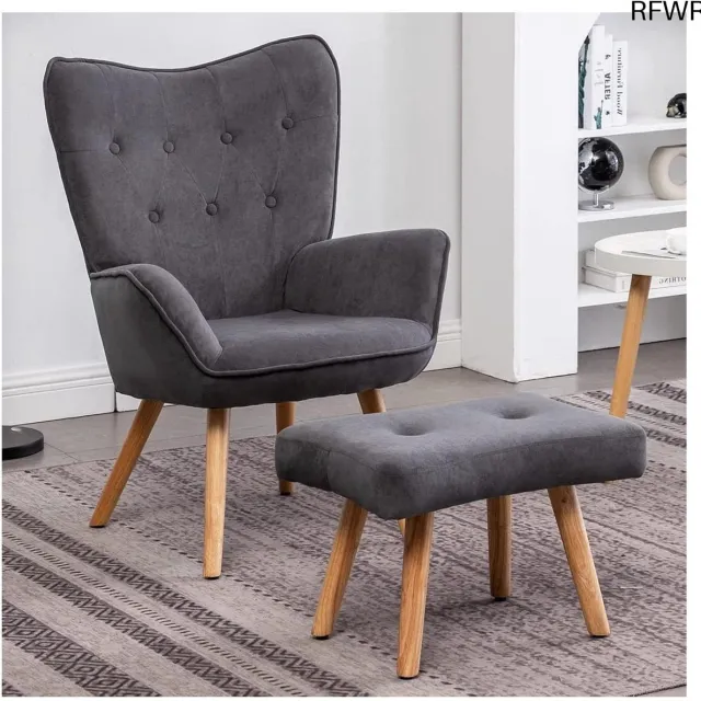 RFWR Comfortabele Fluwelen Fauteuil met Voetenbank - Perfecte Leesstoel en Relaxstoel voor Woonkamer en Slaapkamer Fluweel