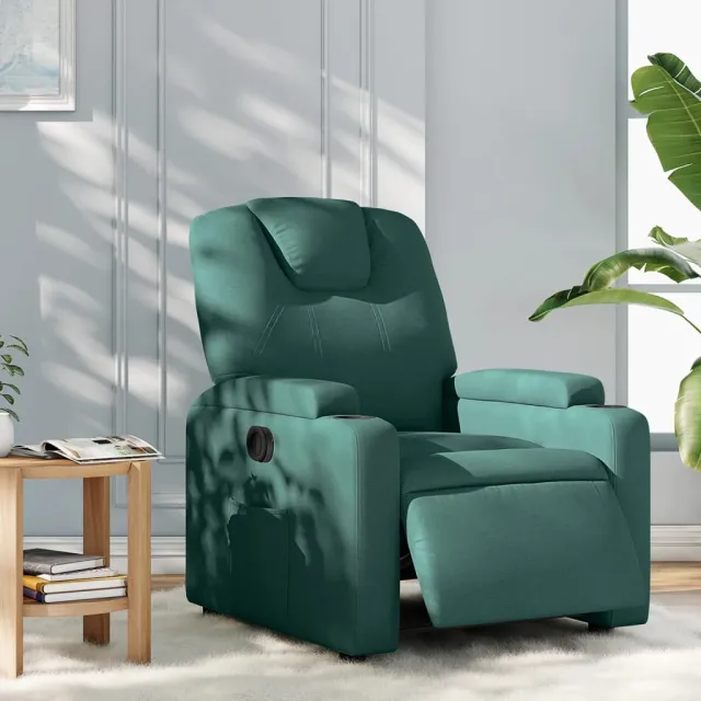 vidaXL Fauteuil verstelbaar elektrisch stof donkergroen groen