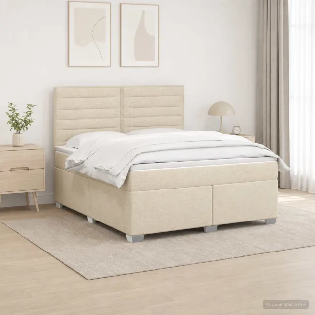 vidaXL Boxspringbed met matras Crèmekleurig 140 x 200 cm Stof