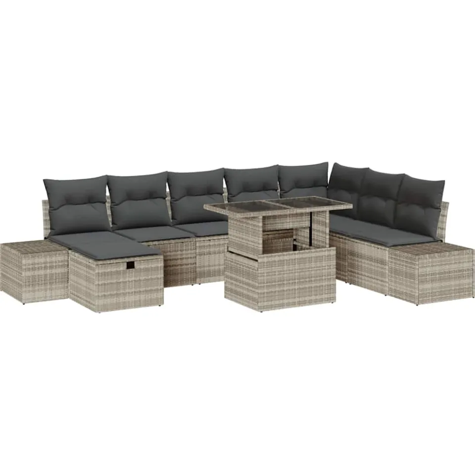vidaXL Tuin Sofa Set 11 st poly rattan Lichtgrijs