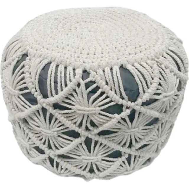 Silumen Macrame gevlochten ronde poef 40 x 40 x 30 cm - Macramé - SILUMEN Andere