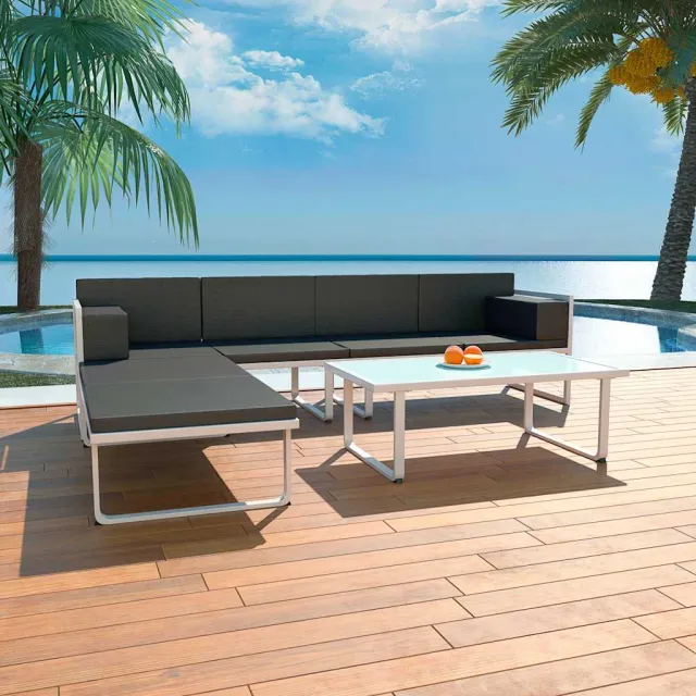 vidaXL 4-delige Loungeset met kussens aluminium zwart