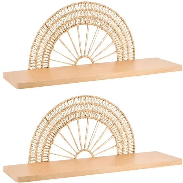 OSTARIA Wandplank Sol - 2x - hout - bruin - 50 cm - boekenplank - hangplank