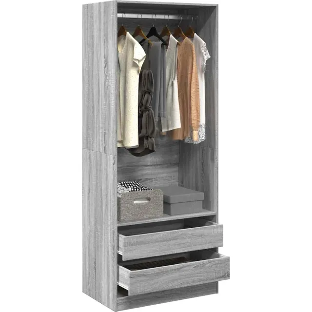 vidaXL Kledingkast 80x50x200 cm bewerkt hout grijs sonoma eikenkleur