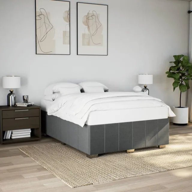 vidaXL Bedframe zonder matras stof donkergrijs 140x200 cm grijs