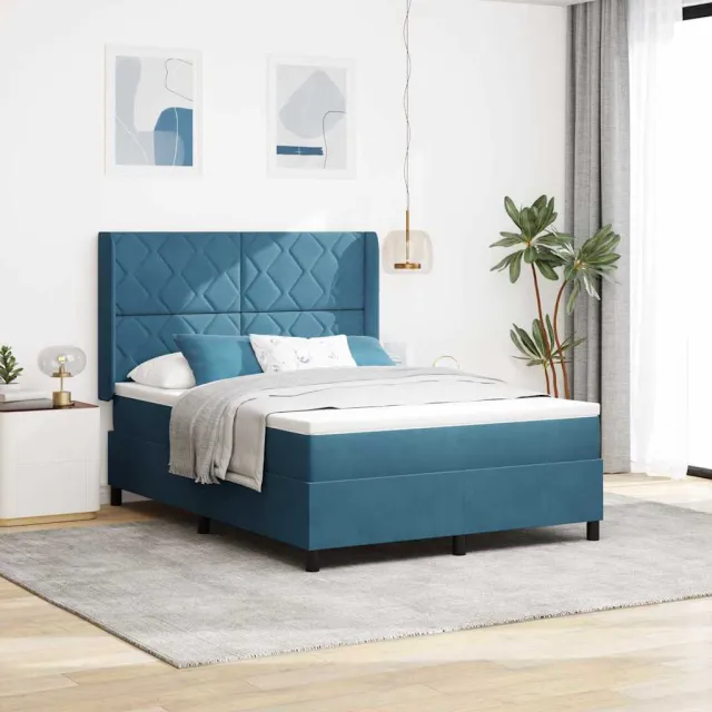 vidaXL Boxspringbed met hoofdeinde Blauw 140 x 200 cm Fluweel