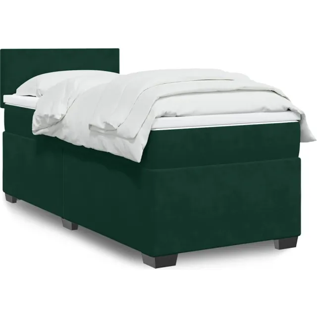 vidaXL Boxspring met matras fluweel donkergroen 80x200 cm groen