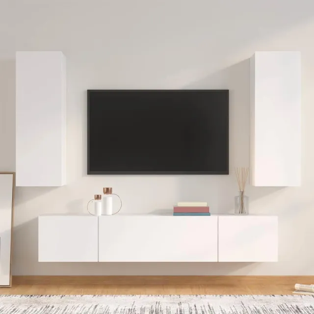 vidaXL 4-delige Tv-meubelset bewerkt hout wit, foto 2