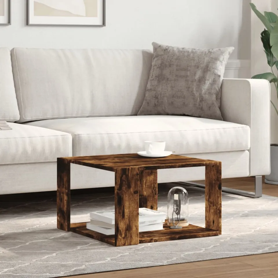 vidaXL Salontafel 51,5x51,5x30 cm bewerkt hout gerookt eikenkleurig, foto 3