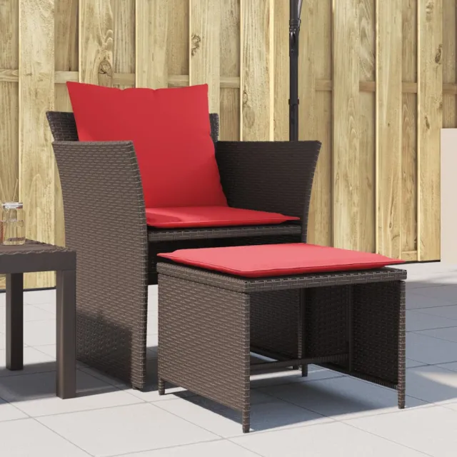 vidaXL Tuinstoel met voetenbank poly rattan bruin, foto 2