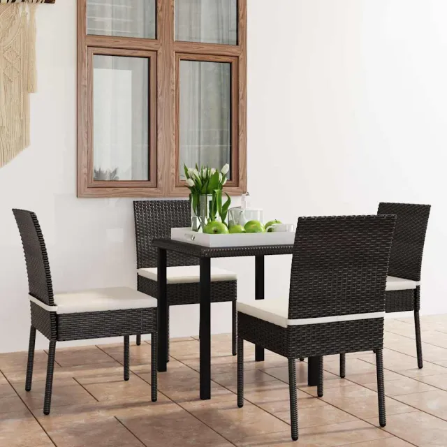 vidaXL 5-delige Tuinset poly rattan zwart, foto 2