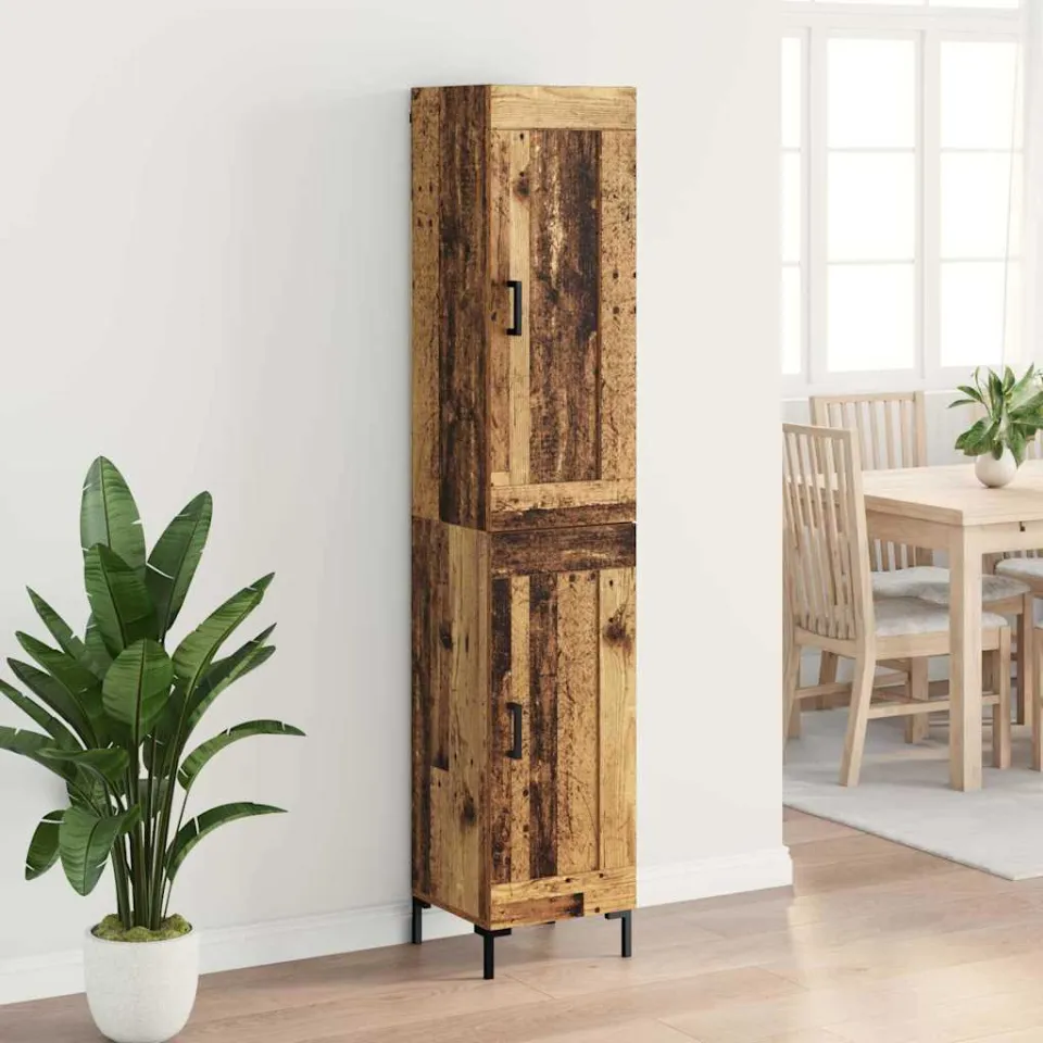 vidaXL Highboard Oud Hout 34,5 x 34 x 180 cm Bewerkt hout bruin, foto 4