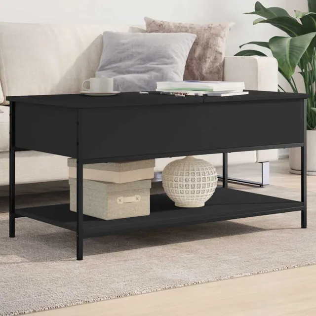 vidaXL Salontafel 100x50x50 cm bewerkt hout en metaal zwart, foto 2