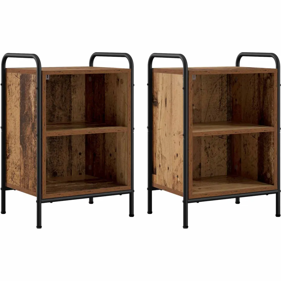 vidaXL Nachtkastje 2 st Oud hout 40 x 30 x 60 cm Bewerkt hout bruin, foto 3