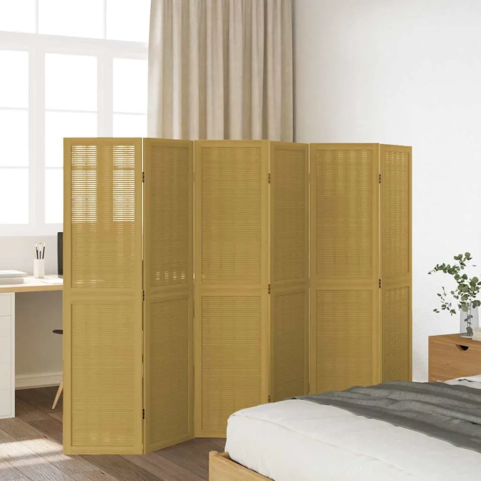 vidaXL Kamerscherm met 6 panelen massief paulowniahout bruin, foto 3