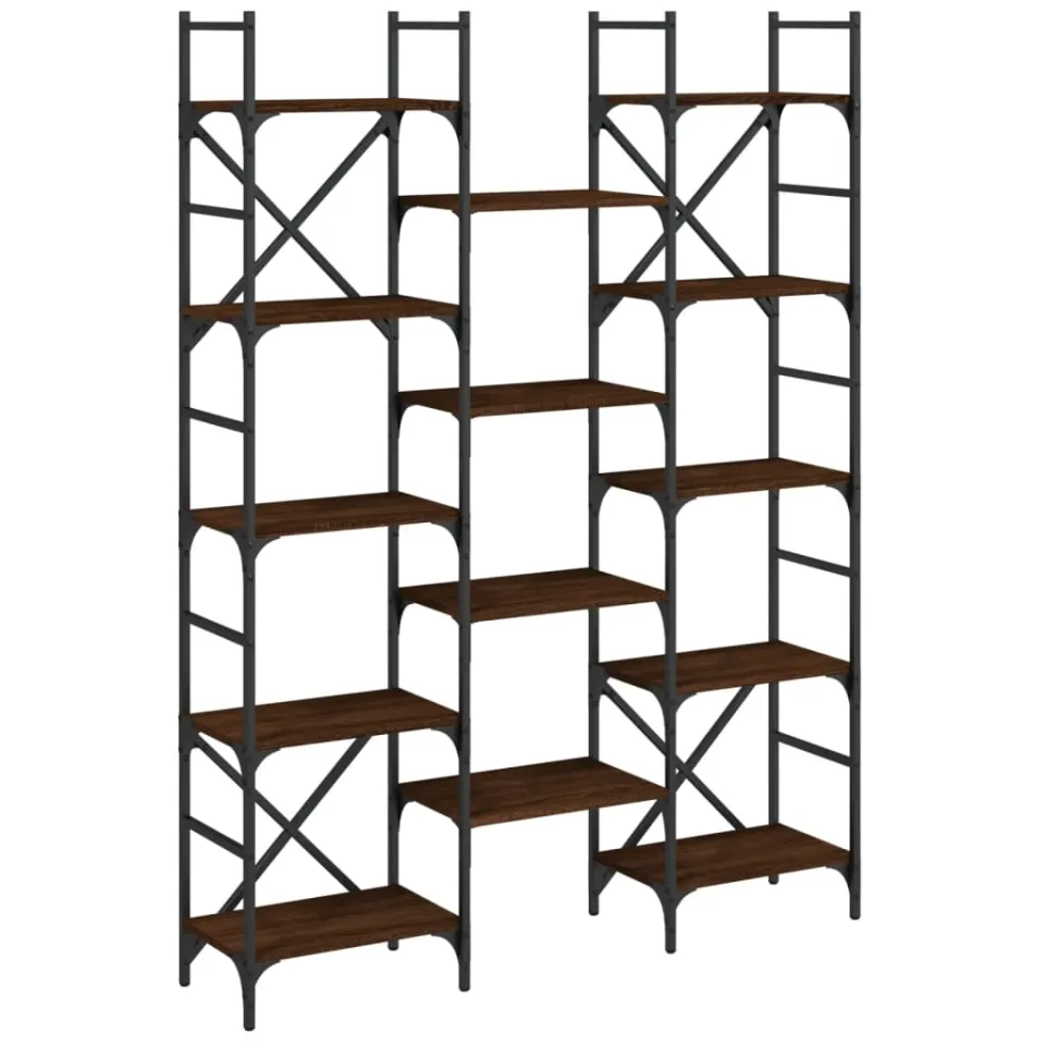 vidaXL Boekenkast 127,5x28,5x172,5 cm bewerkt hout bruin eikenkleur