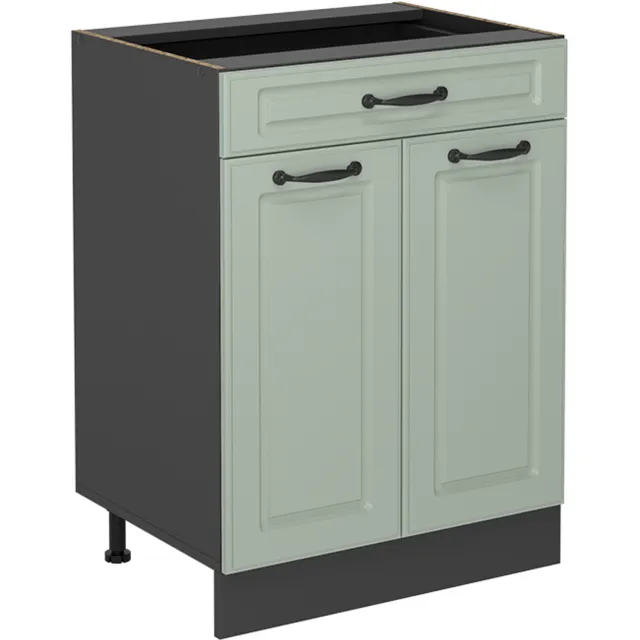 Vicco Keukenonderkast R-Line, Mint landelijk/Antraciet, 60 cm met lade zonder werkblad