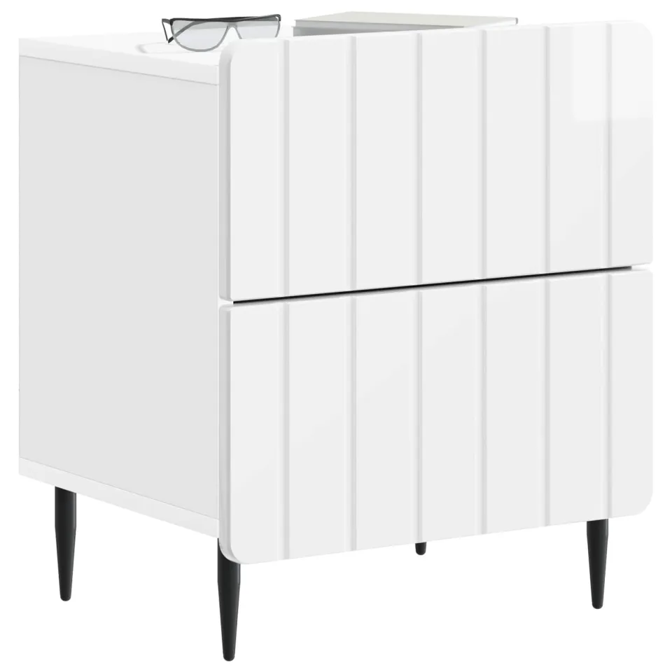 vidaXL Nachtkastje 2 st Hoogglans Wit 43 x 34,5 x 49,5 cm Bewerkt hout