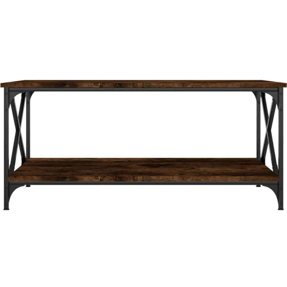 vidaXL Salontafel 100x50x45 cm bewerkt hout en ijzer gerookt eiken, foto 4