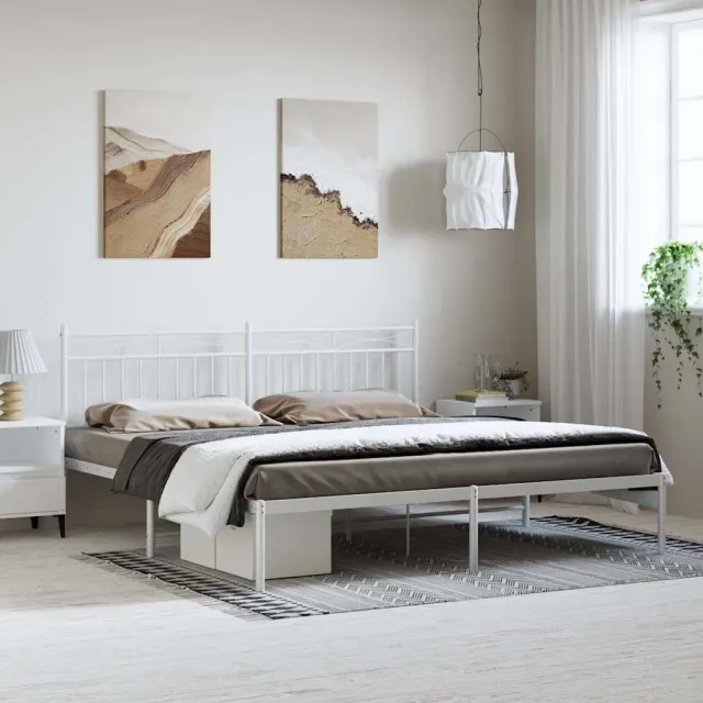 vidaXL Bedframe met hoofdbord metaal wit 183x213 cm