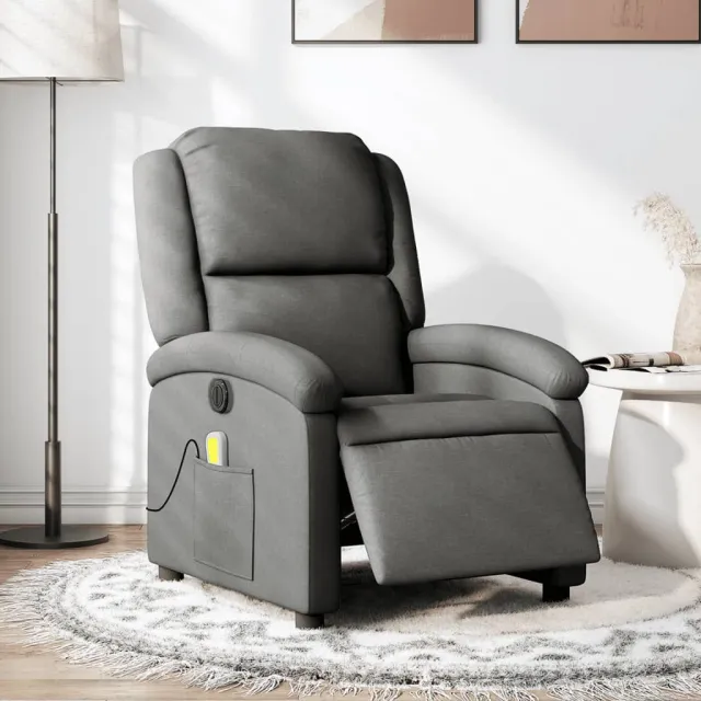 vidaXL Massagestoel elektrisch verstelbaar stof donkergrijs grijs
