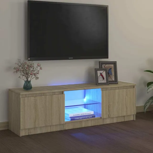 vidaXL Tv-meubel met LED-verlichting 120x30x36 cm sonoma eikenkleur Bruin