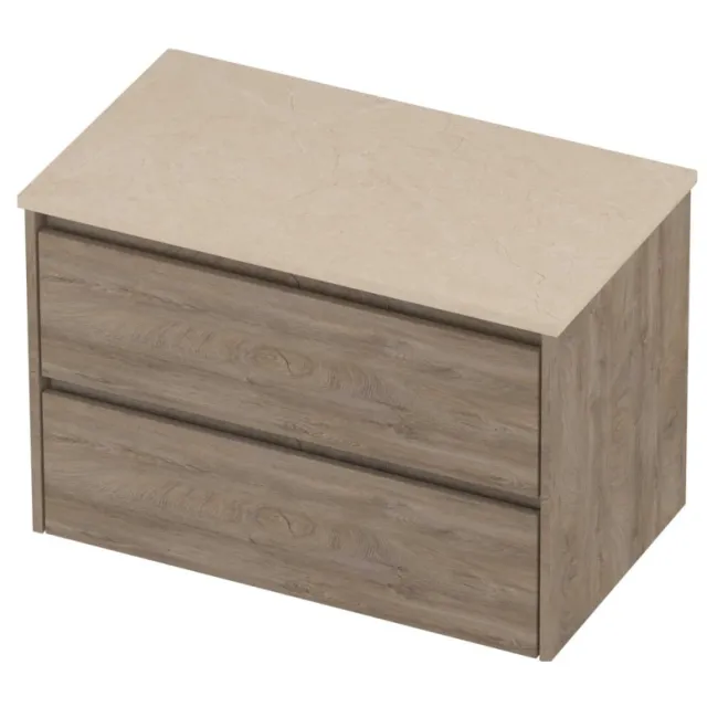 Proline Deck Badmeubelset Hardsteen Symmetrisch 80x46x55 cm Sand Stone Raw Oak Eiken