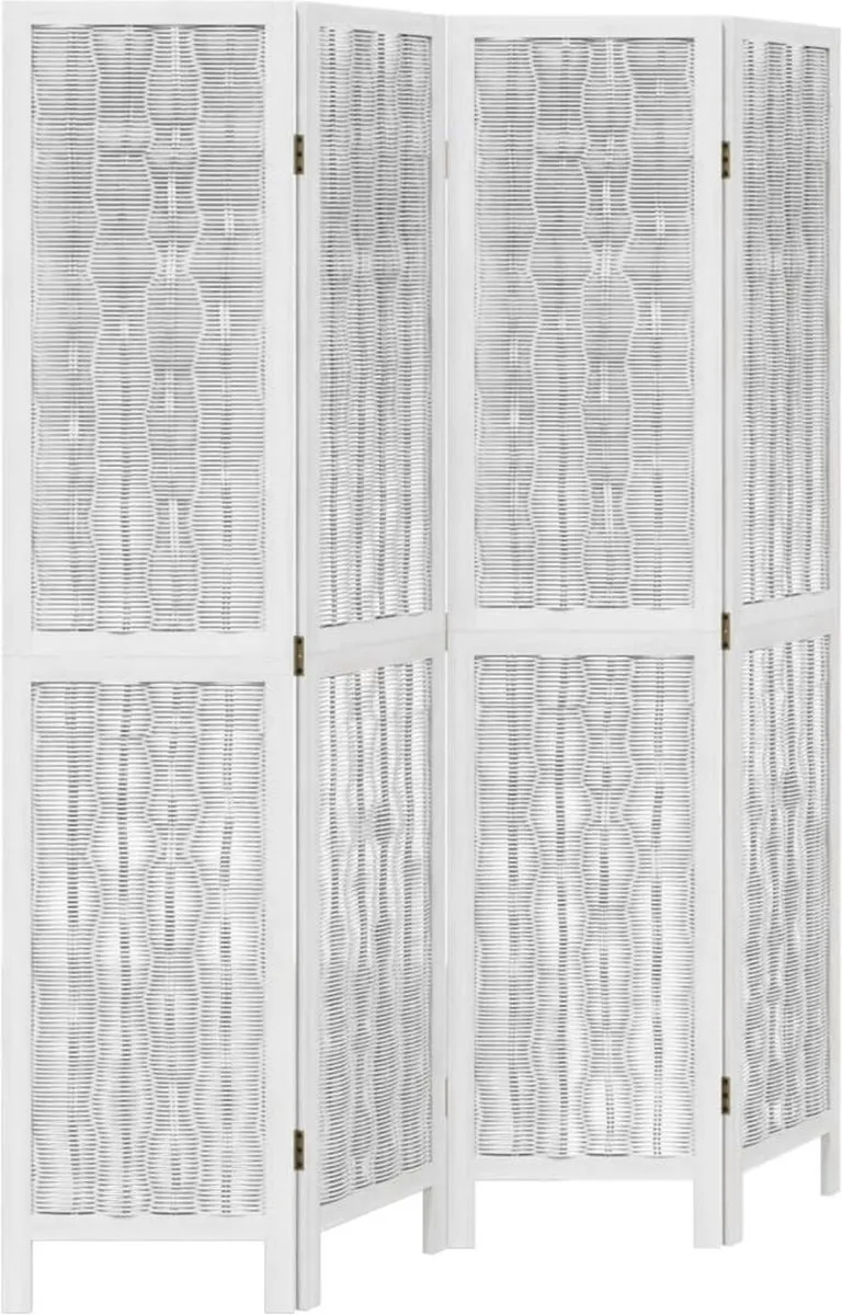 vidaXL Kamerscherm met 4 panelen massief paulowniahout wit, foto 3