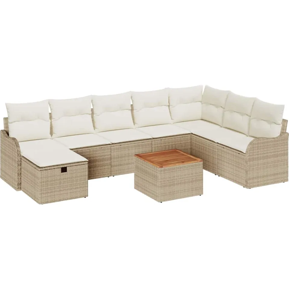 vidaXL Tuinbankenset 9 st Beige poly rattan