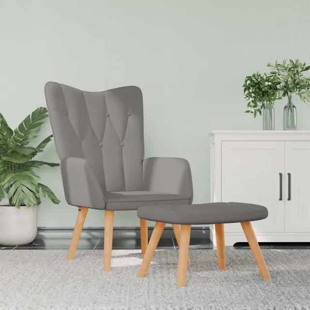 vidaXL Relaxstoel met voetenbank stof taupe