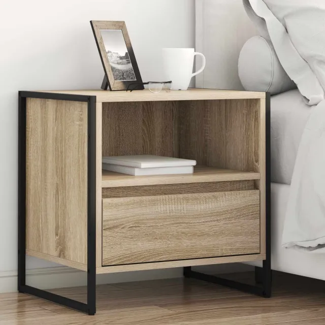 vidaXL Nachtkastje Sonoma Eiken 50 x 39,5 x 50 cm Bewerkt hout Bruin
