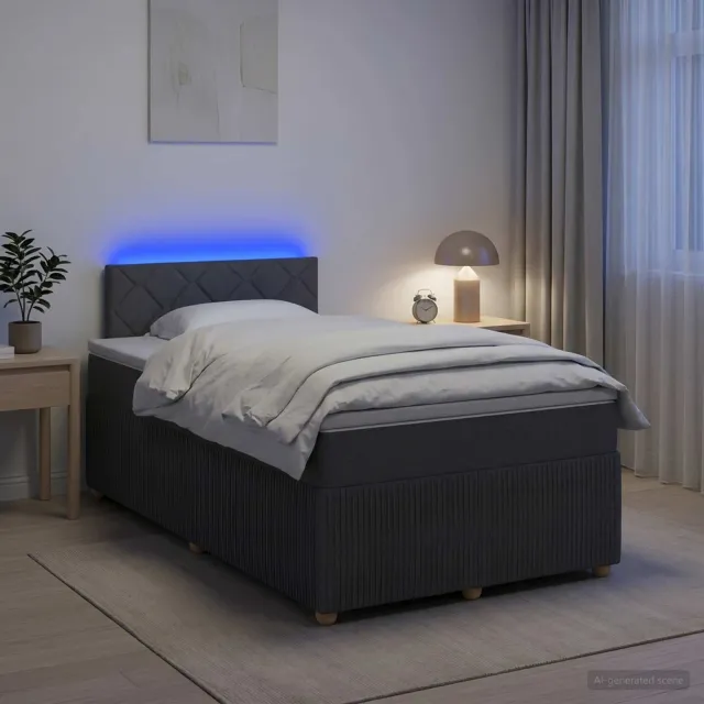 vidaXL Boxspringbed met matras Donkergrijs 120 x 190 cm Stof