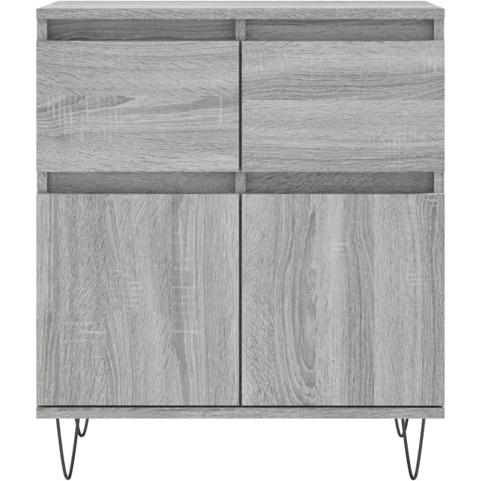 vidaXL Dressoir 60x35x70 cm bewerkt hout grijs sonoma eikenkleurig, foto 2