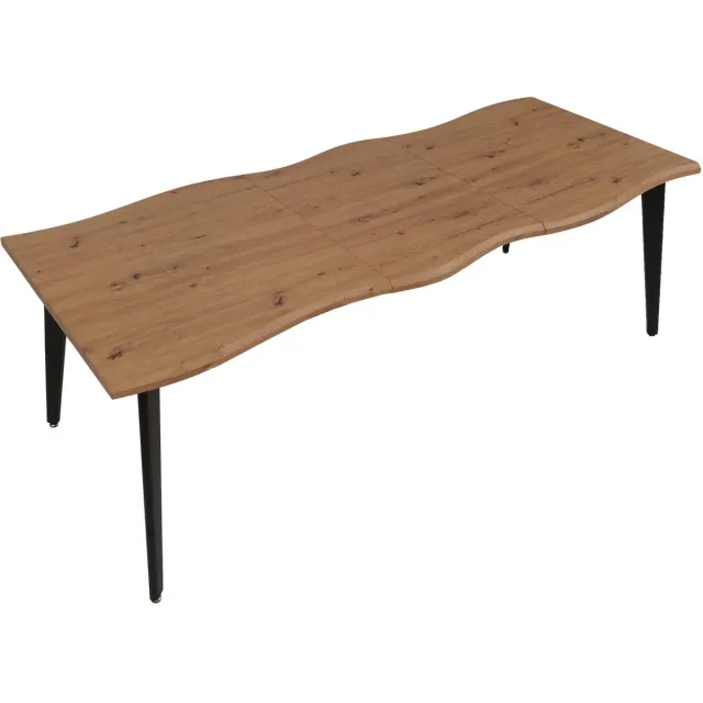 MCW Eettafel MCW-O60, uitschuifbare eettafel, ijzer MDF uitschuifbaar 160-220 cm ~ walnootlook