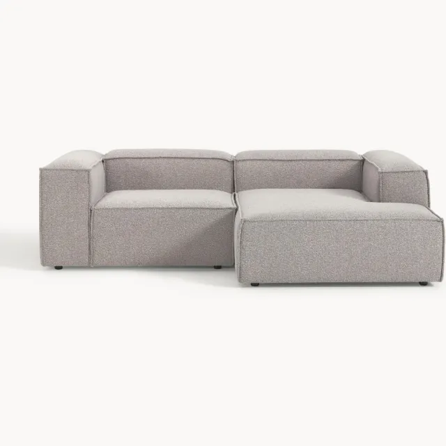 Westwing Collection Modulaire hoekbank Lennon (3-zits) van bouclé taupe