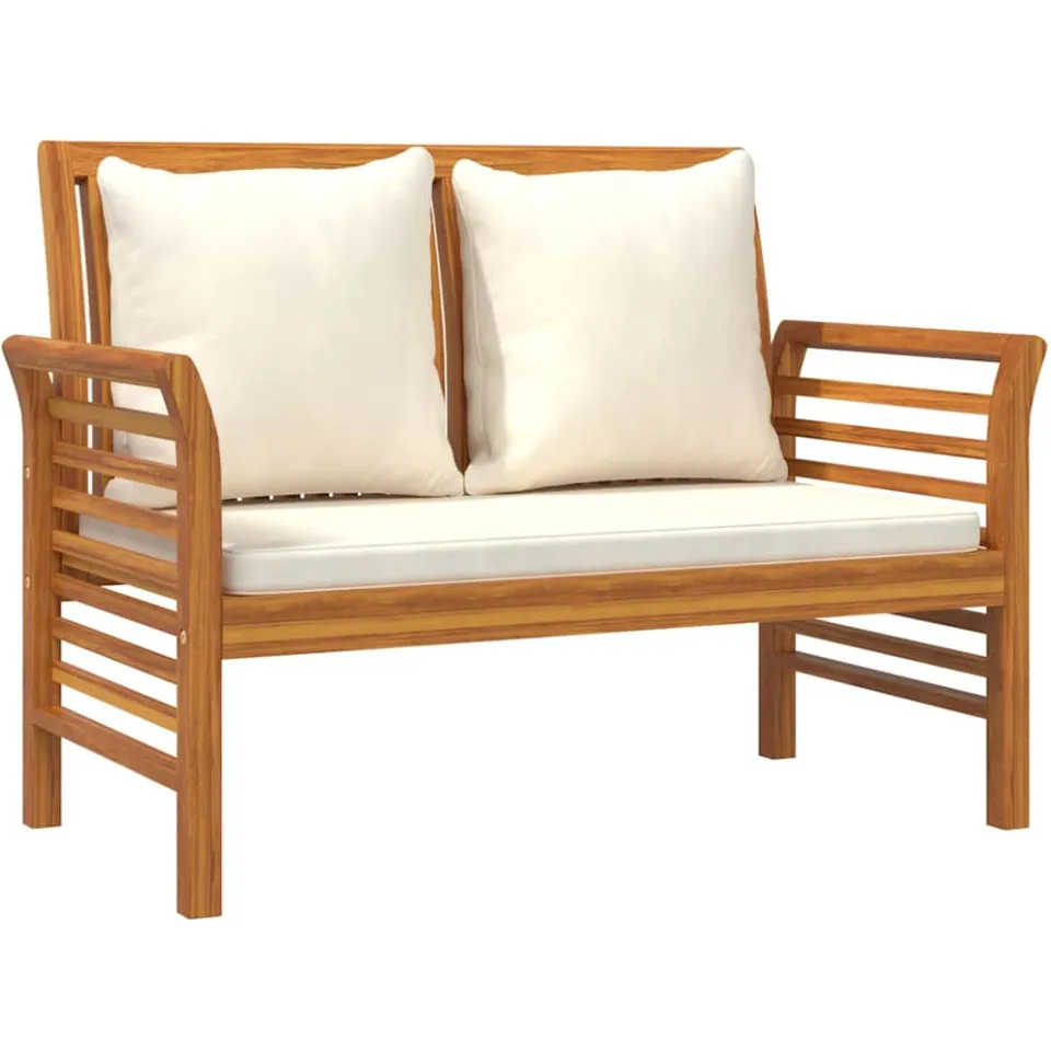 vidaXL 2-delige Loungeset met crèmewitte kussens massief hout, foto 3