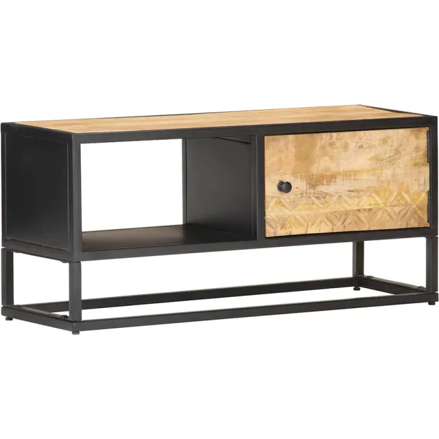 vidaXL Tv-meubel met bewerkte deur 90x30x40 cm ruw mangohout Bruin