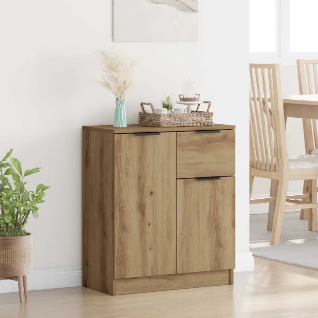 vidaXL Dressoir Artisan Eiken 60 x 30 x 70 cm Bewerkt hout Bruin