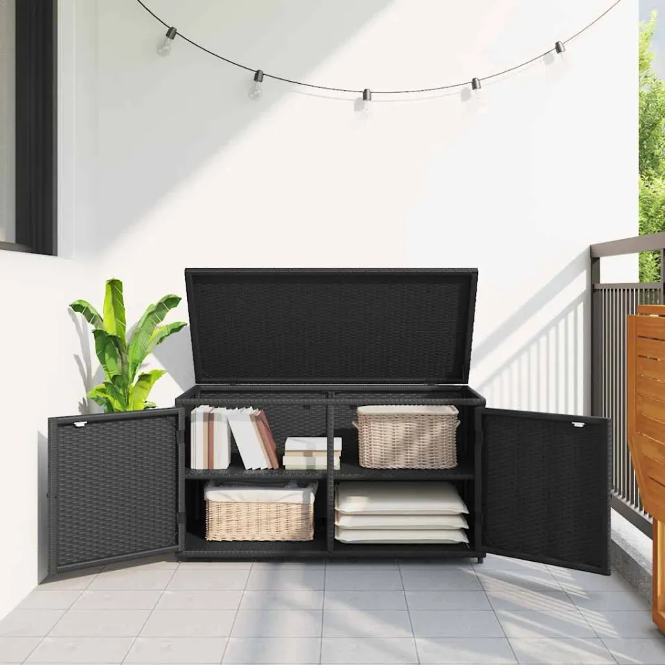 vidaXL Tuinkast 110x55x60,5 cm poly rattan zwart, foto 3