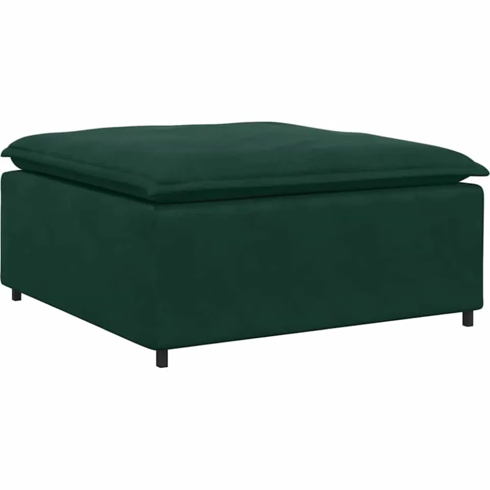 vidaXL Modulaire bank met voetenbank en kussens fluweel donkergroen groen, foto 4