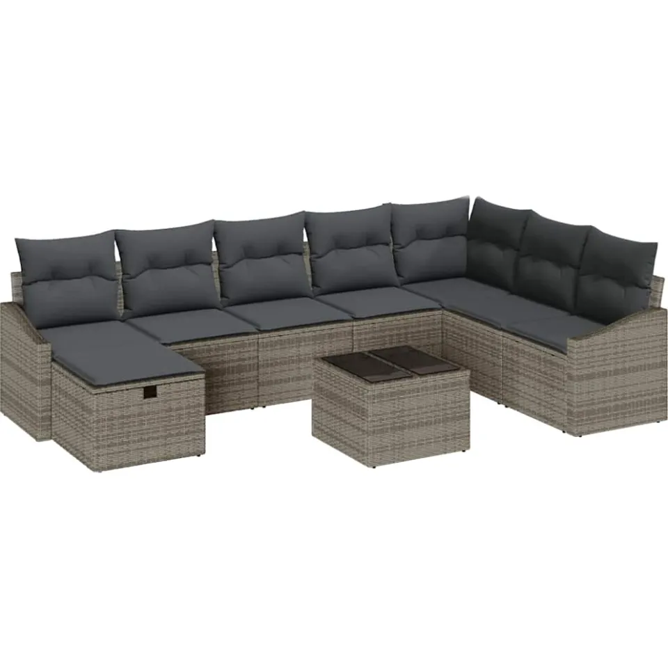 vidaXL Bankstel 8 st poly rattan Grijs